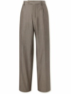 mfpen - Service Straight-Leg Pleated Pinstriped Wool Trousers - Brown