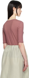 AMOMENTO Burgundy Round Short Sleeve T-shirt