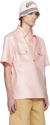 Casablanca Pink Satin Quarter Zip Shirt