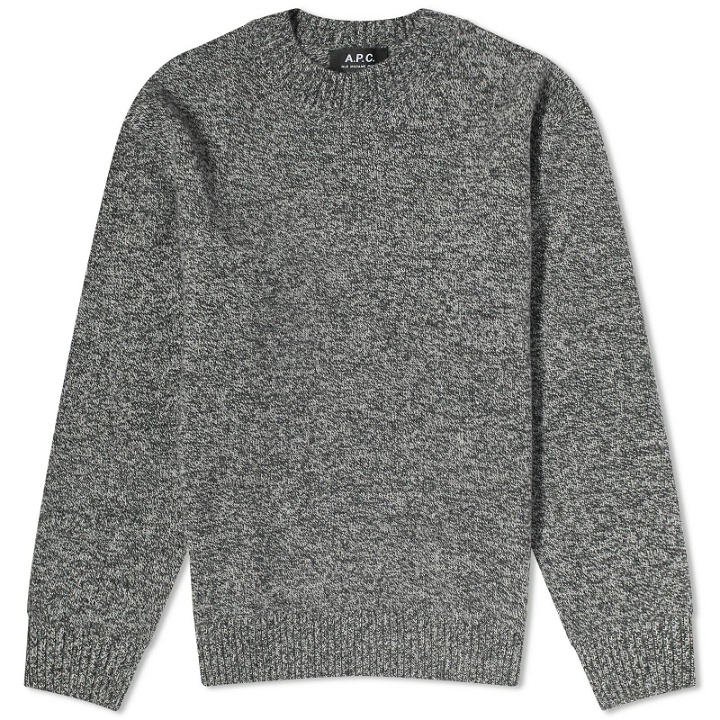 Photo: A.P.C. Men's Archie Wool Cashmere Crew Knit in Heathered Anthracite