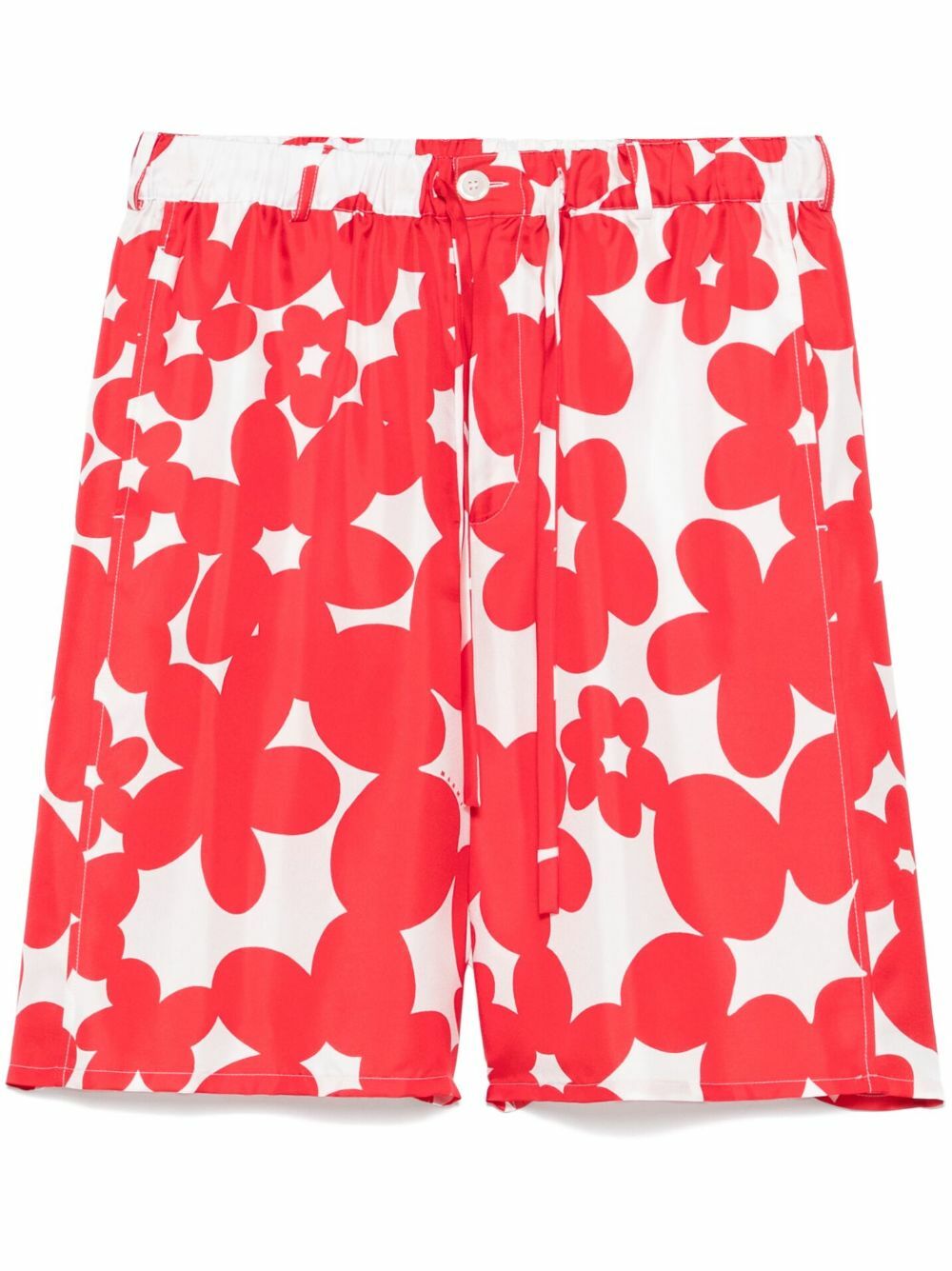 Marni Red Floral-Print Shorts Marni