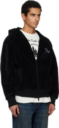 Rhude Black Velour Classique Zip-Up Hoodie