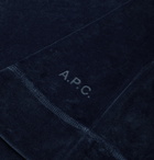 A.P.C. - Band Cotton-Blend Velour Sweatshirt - Blue