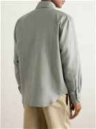 Stòffa - Spread-Collar Cotton and Linen-Blend Shirt - Gray