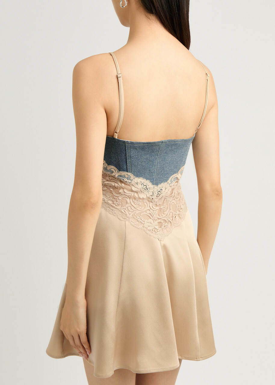 beige satin mini dress DOLLY SATIN MINI DRESS – AKIRA main image 1
