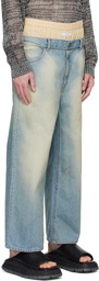 JieDa Indigo Double Waist Jeans