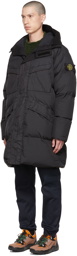 Stone Island Black Garment-Dyed Crinkle Reps NY Down Jacket