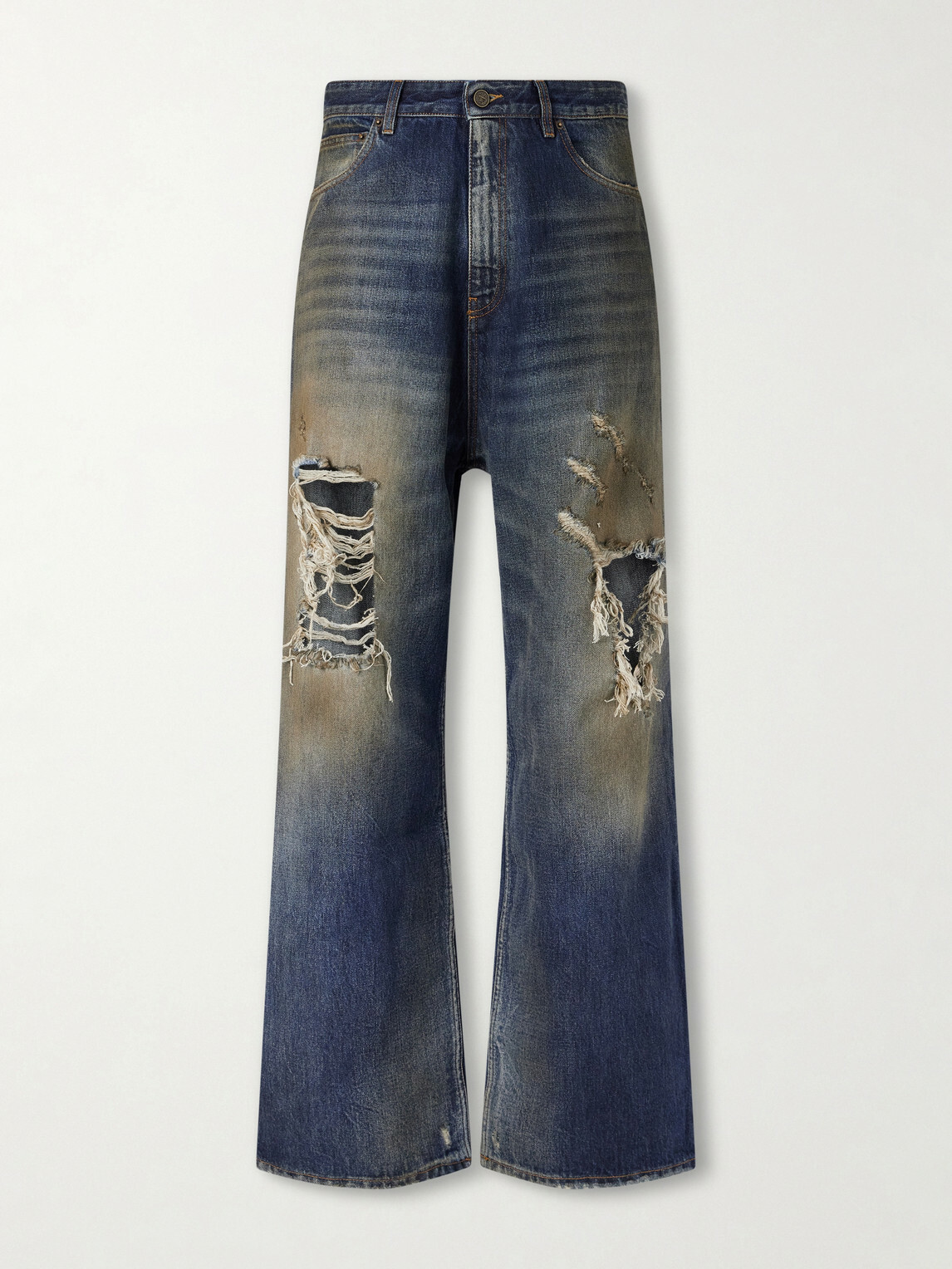 VETEMENTS - Trashed Wide-Leg Distressed Jeans - Blue Vetements