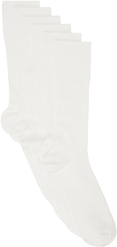 Photo: CDLP Six-Pack White Mid Length Rib Socks