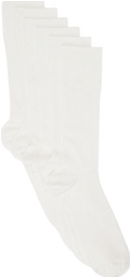 CDLP Six-Pack White Mid Length Rib Socks