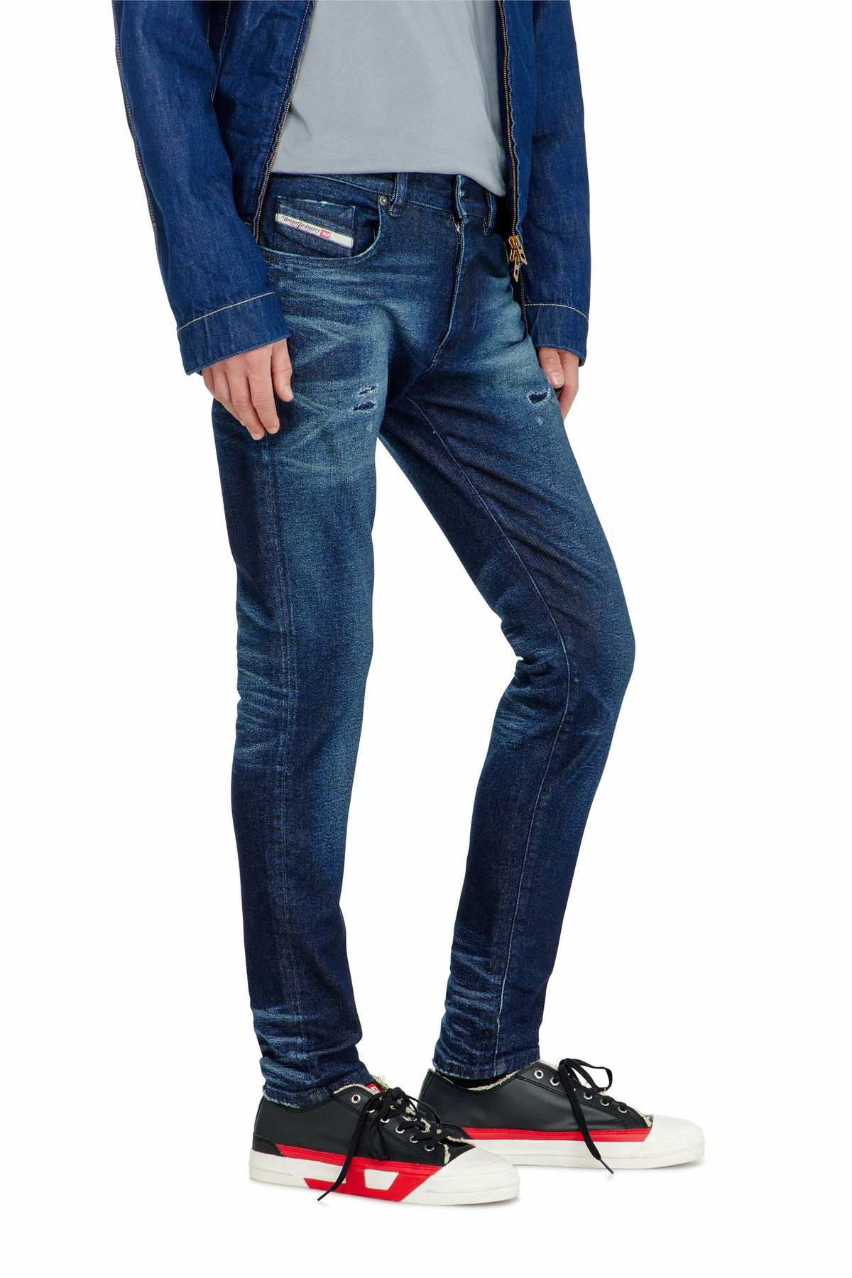 Diesel Slim Jeans Regular Waist 2019 D-Strukt, Dark blue, Zip fly