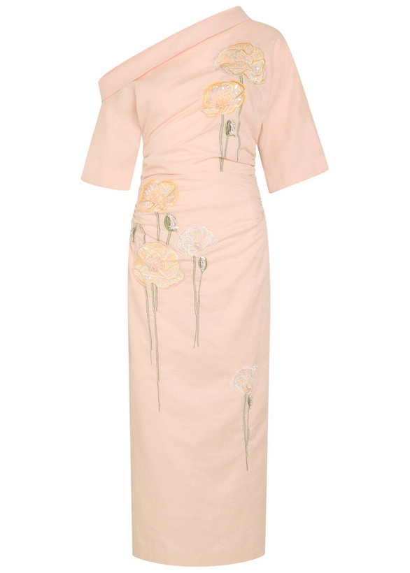 Photo: Bernadette Bowery Floral-embroidered Cotton-blend Midi Dress Pearl