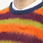 Brain Dead Men's Blurry Lines Alpaca Crew Knit in Orange Multi