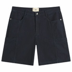 Folk Men's Lunar Jean Short in Deep Indigo Herringbone