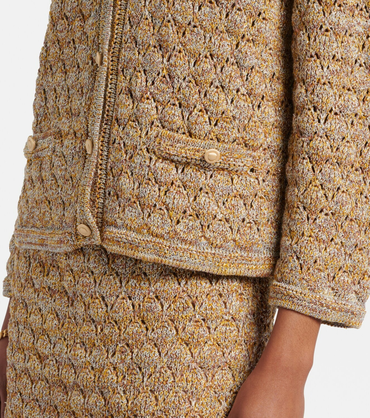 Valentino Open-knit linen-blend lamé cardigan