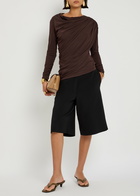 High Aslant Draped Stretch-jersey top Charcoal