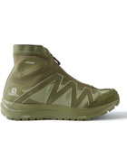 And Wander - Salomon Rubber-Trimmed Ripstop and Mesh High-Top Sneakers - Green