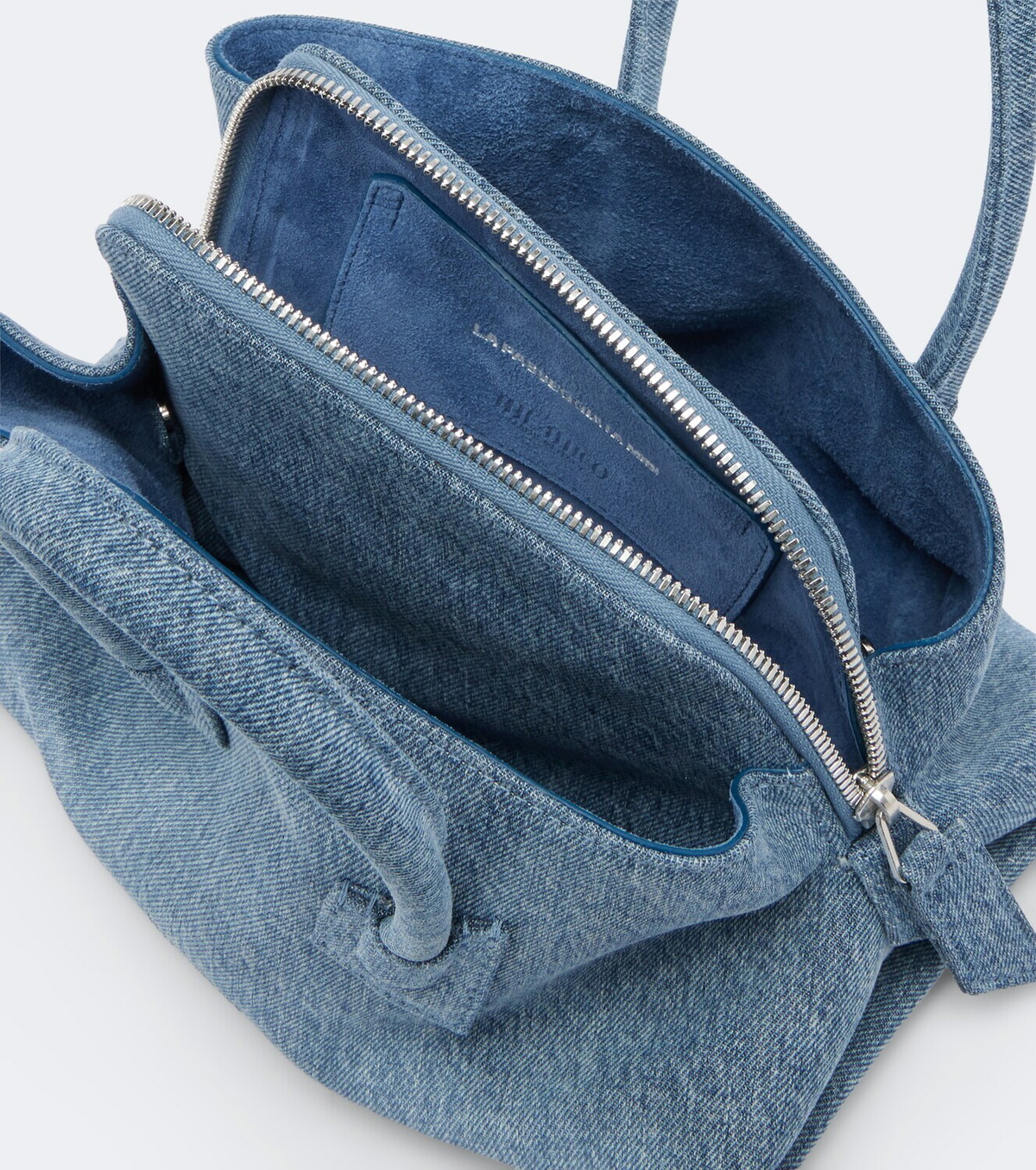The Attico La Passeggiata Mini denim top-handle bag