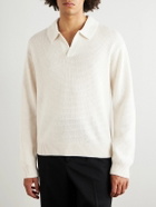 FRAME - Textured Wool and Silk-Blend Polo Shirt - Neutrals