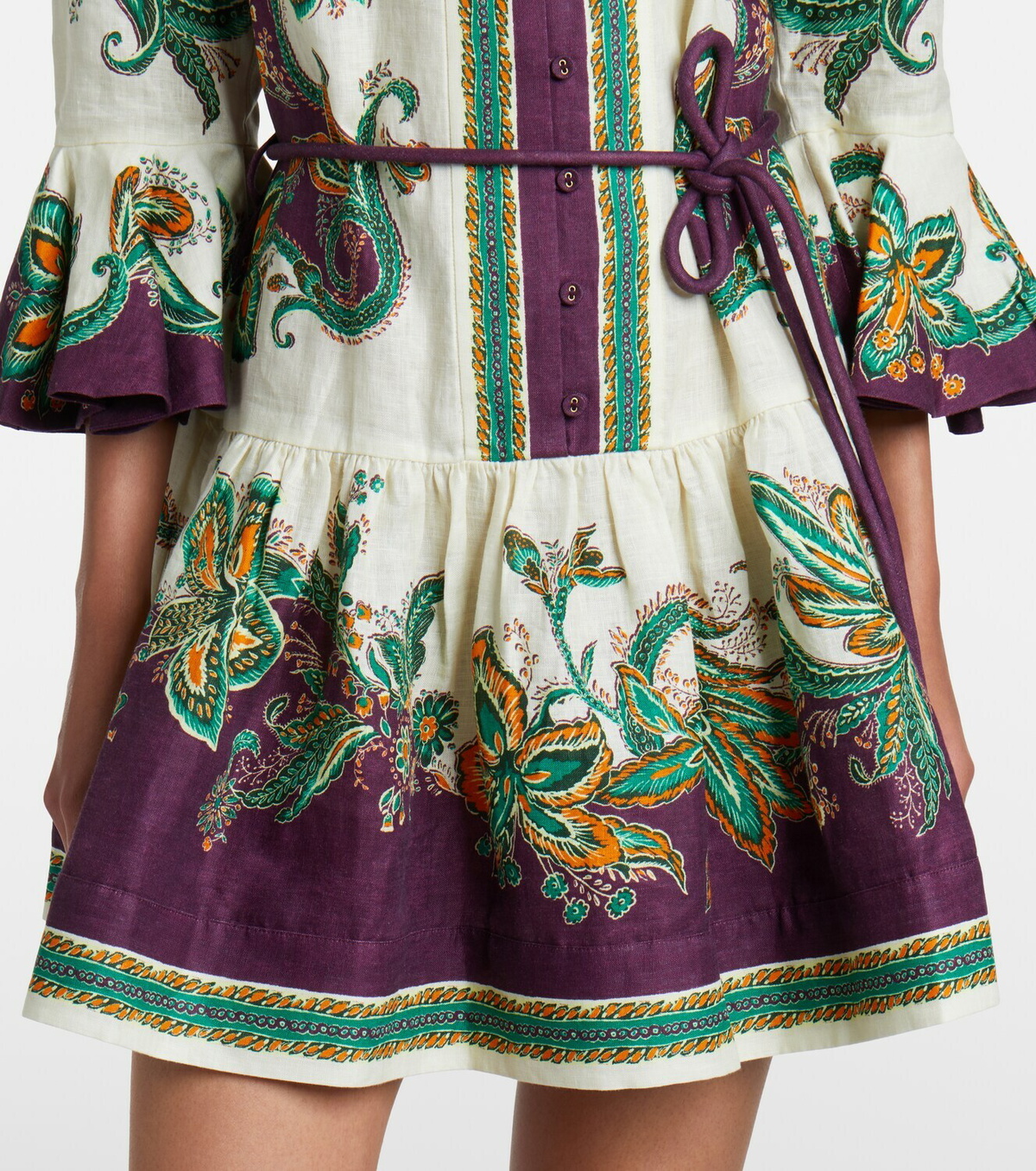 Alémais Ruthie printed ruffled linen minidress