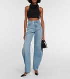 Alaïa Hooded cotton-blend crop top