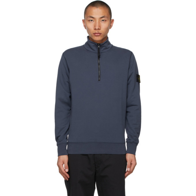 Photo: Stone Island Blue Half-Zip Sweater