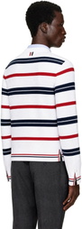 Thom Browne White Rep Stripe RWB Pullover Sweater