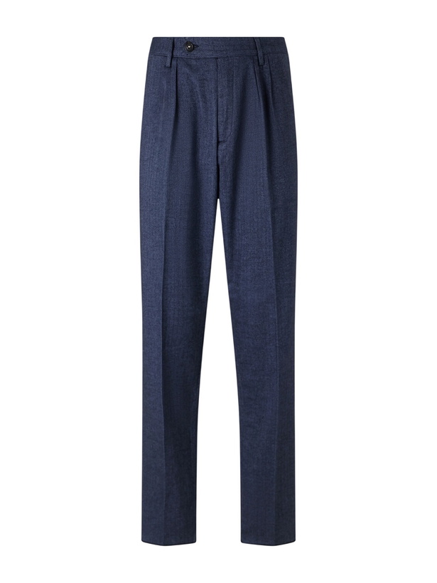 Photo: Massimo Alba - Stan Straight-Leg Pleated Cotton Trousers - Blue