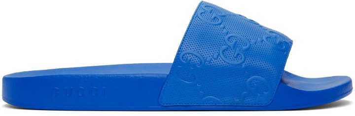 Photo: Gucci Blue Demetra GG Slide Sandals