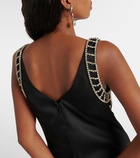 Self-Portrait Embellished satin minidress