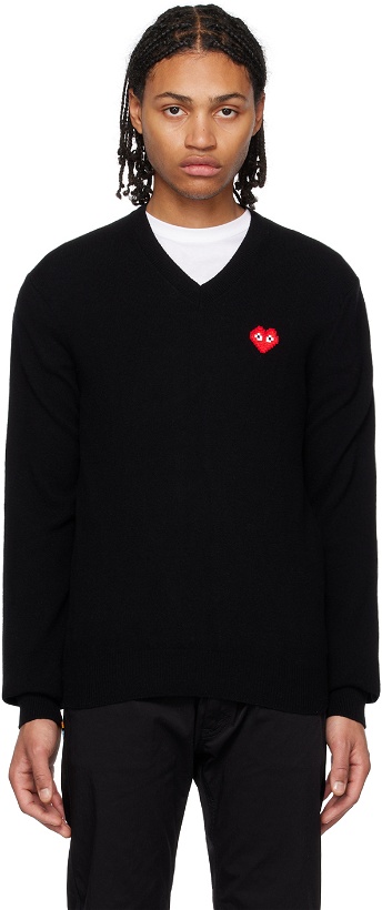 Photo: Comme des Garçons Play Black Invader Edition Heart Sweater