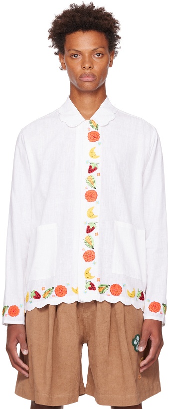Photo: Sky High Farm Workwear White Embroidered Fruits Shirt