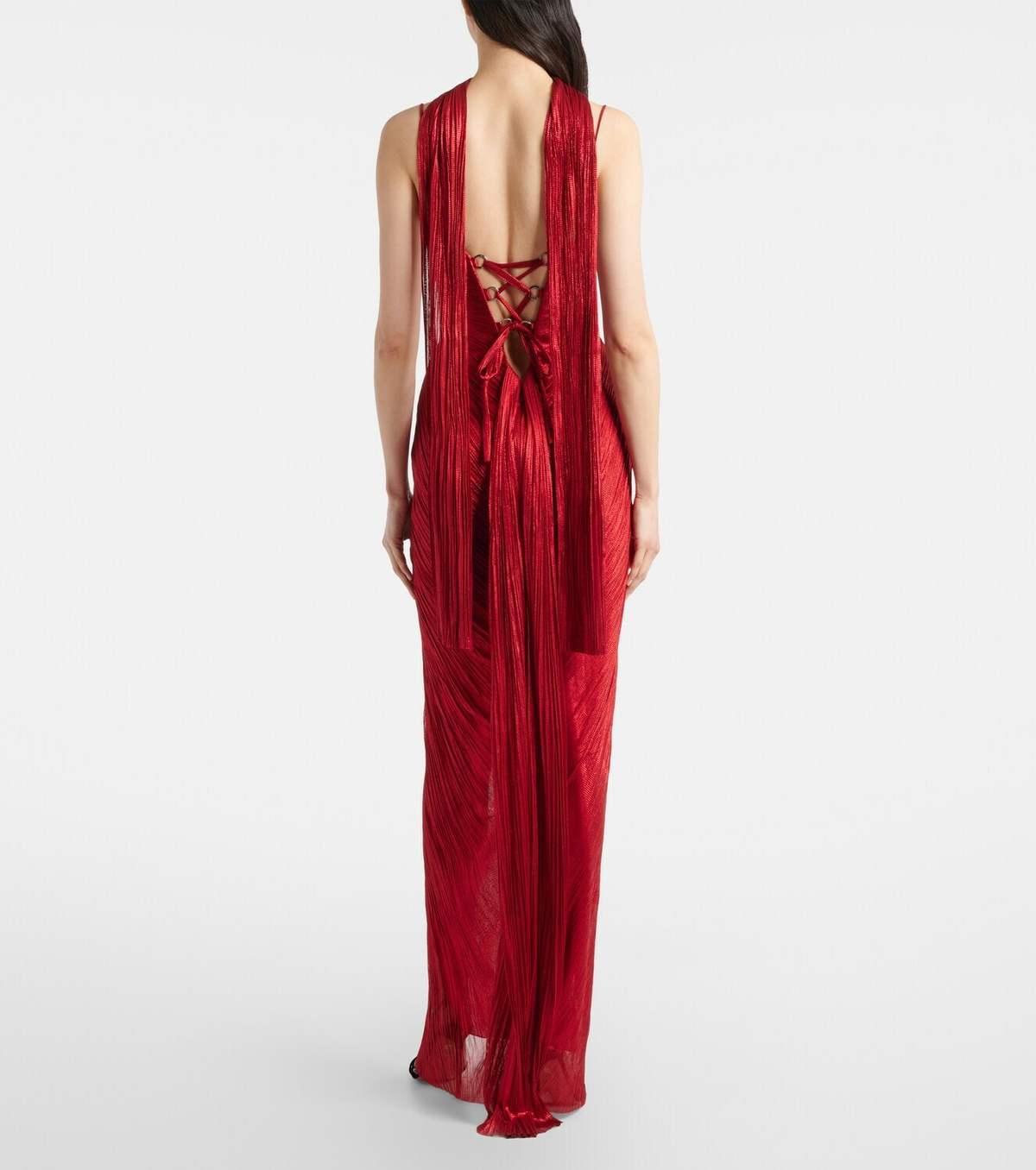 Maria Lucia Hohan Pleated scarf-detail silk bustier gown