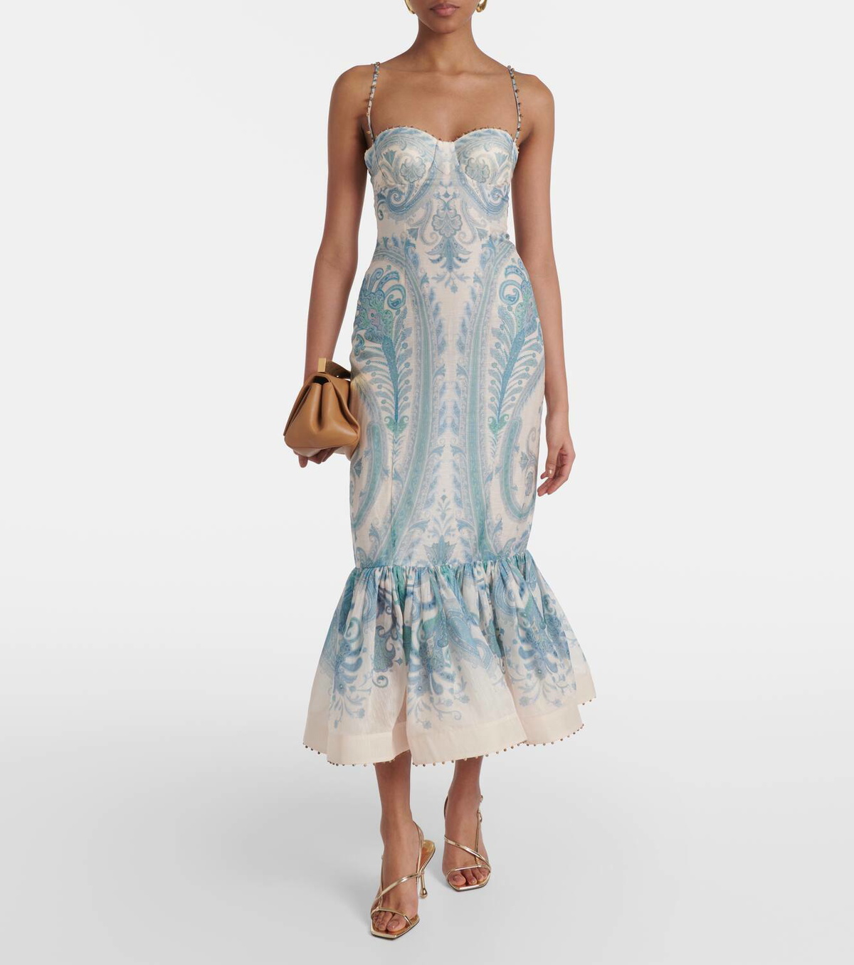 chinese dress ladies Zimmermann // White & Blue Floral Linen Dress – VSP Consignment main image 0