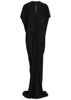 Rick Owens Lilies Em V-neck Jersey Gown Black