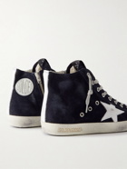 Golden Goose - Francy Distressed Leather-Trimmed Suede High-Top Sneakers - Blue