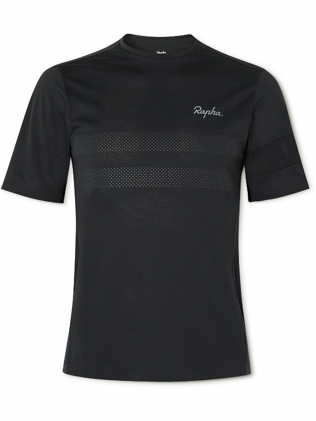 Photo: Rapha - Explore Technical Striped Stretch-Mesh T-Shirt - Black