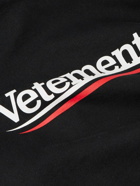 VETEMENTS - Oversized Logo-Print Cotton-Blend Jersey Hoodie - Black