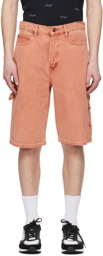 Hugo Orange Faded Denim Shorts