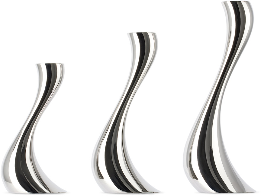Jensen Silver Cobra Candle Holder Set, 3 pcs Jensen