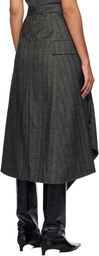 REMAIN Birger Christensen Gray Striped Draped Midi Skirt