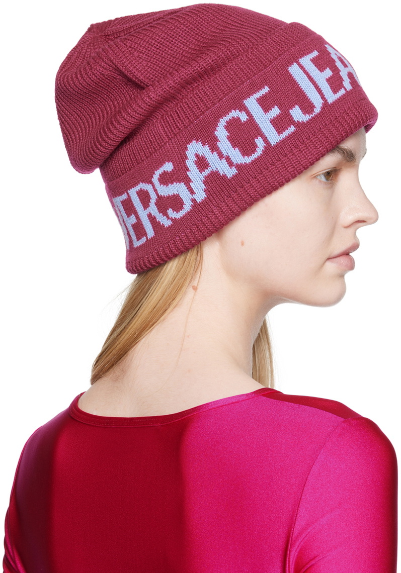 Versace Jeans Couture Burgundy Logo Beanie