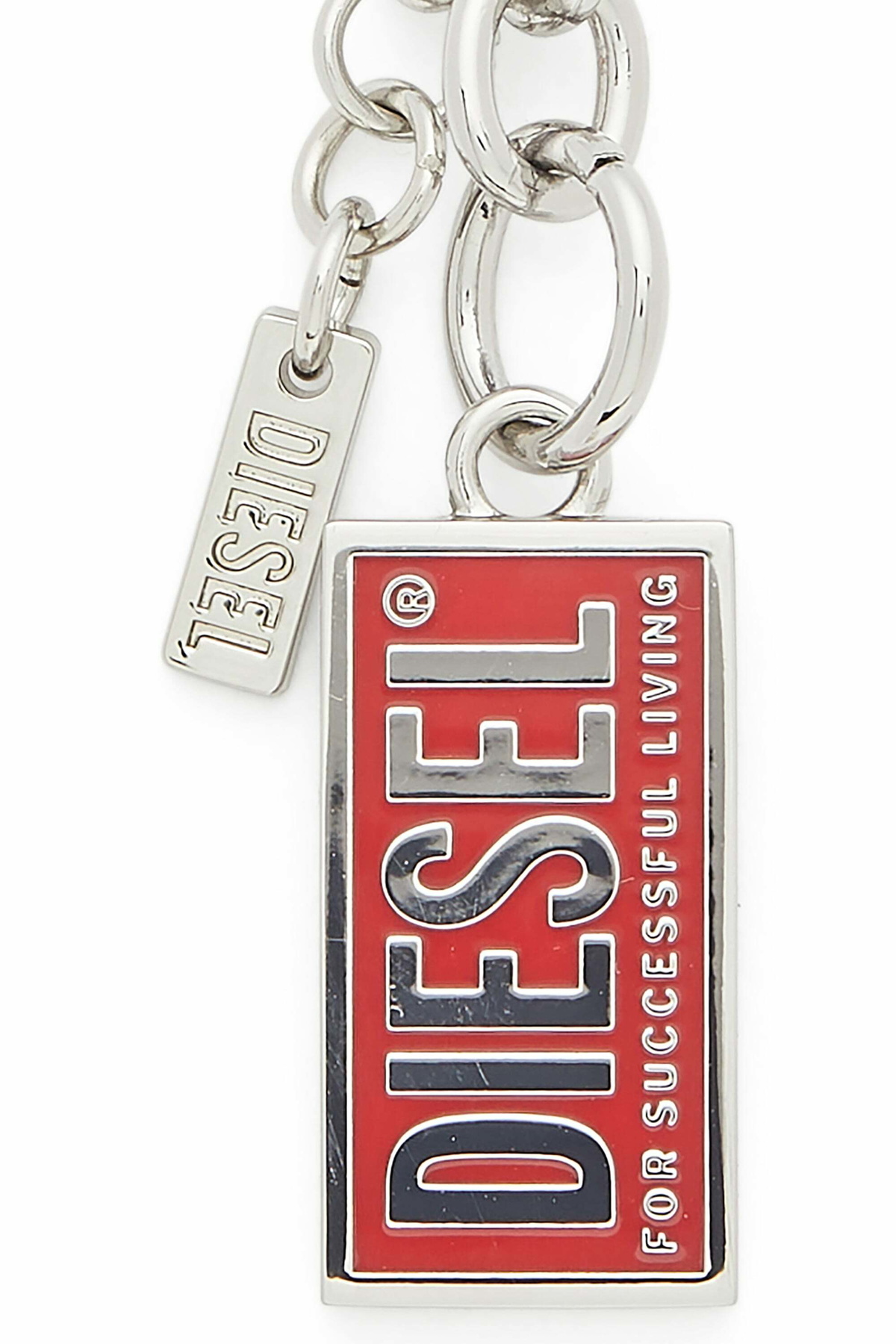 Diesel Metal keyring with Biscotto logo charm - Charms and Keyrings Womens in Silver