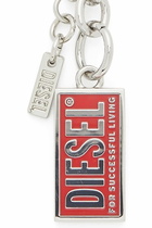 Diesel Metal keyring with Biscotto logo charm - Charms and Keyrings Womens in Silver