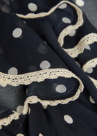 Rixo Bethea Polka dot Crepe de Chine Midi Dress Navy