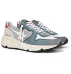 Golden Goose - Running Sole Leather-Trimmed Distressed Suede, Canvas, Nubuck and Mesh Sneakers - Gray