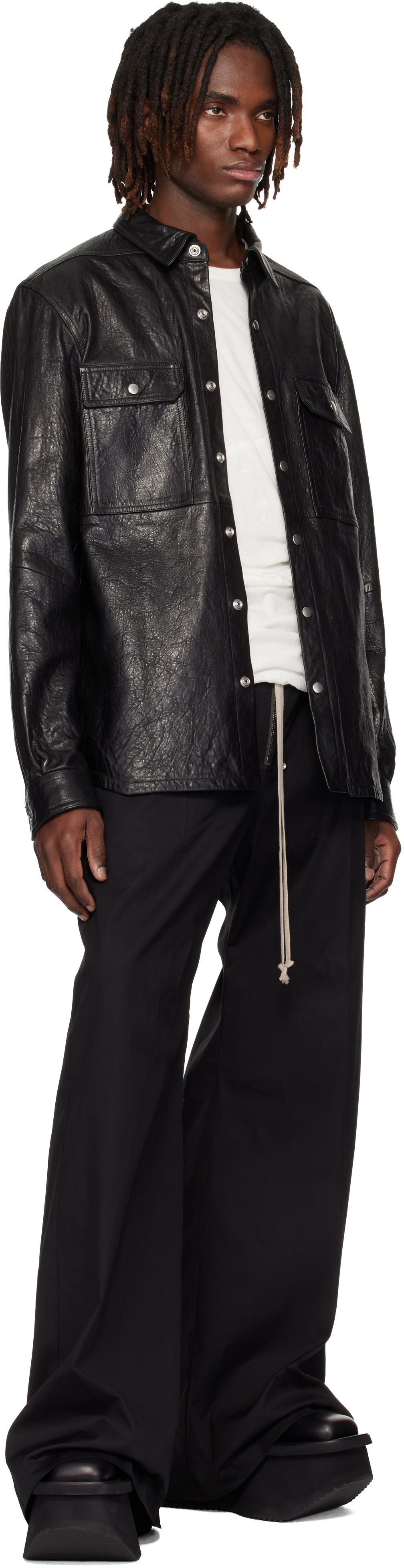 Rick Owens Black Temple Lambskin Outershirt