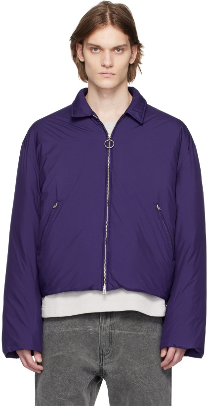 Photo: Acne Studios Purple Zip-Up Down Jacket