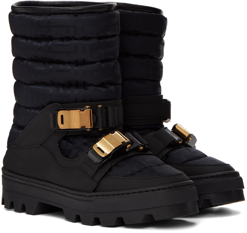 Balmain Brune Mini Monogram Ankle Boots