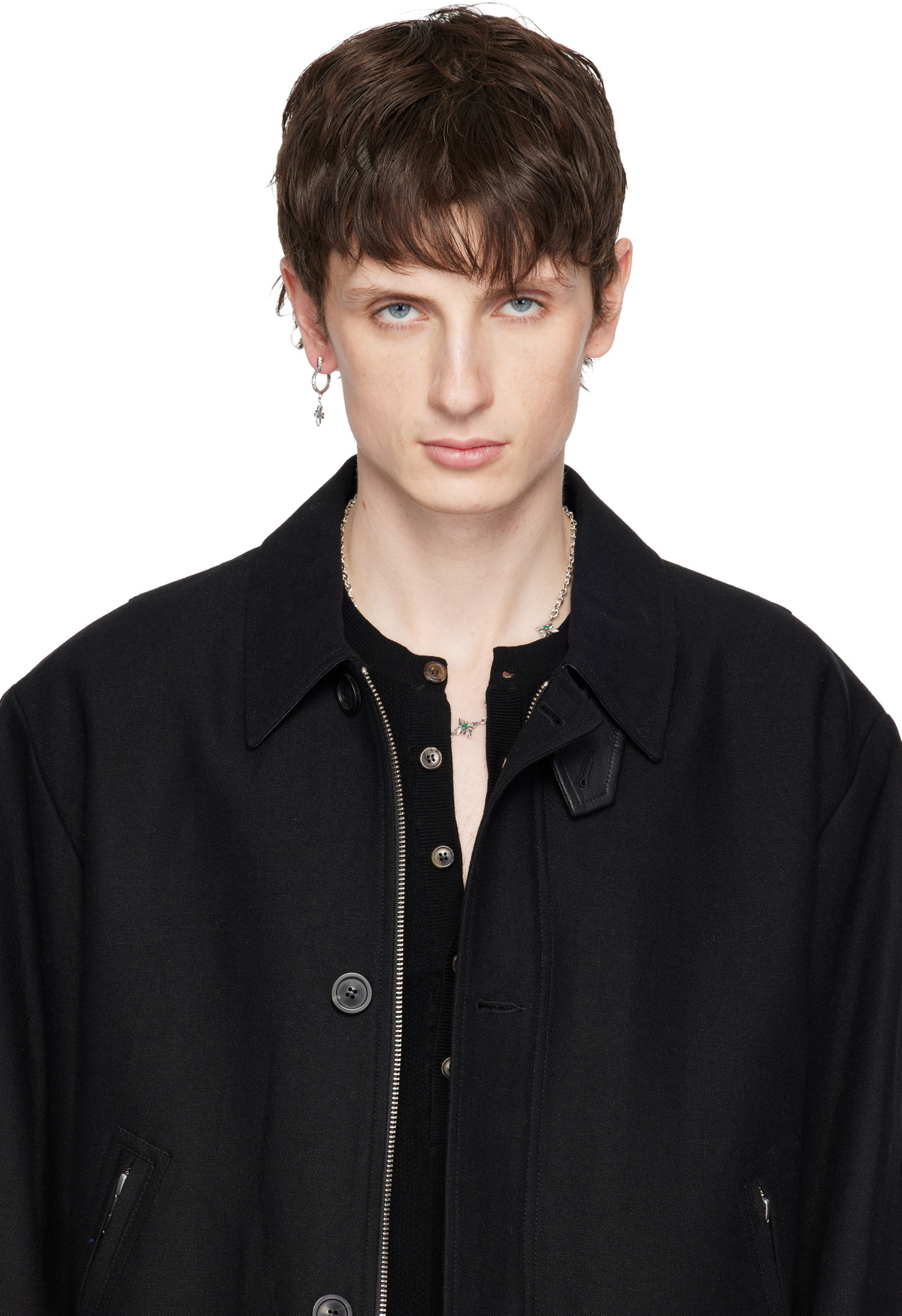 Emanuele Bicocchi Crest & Crystal Single Hoop Earring